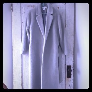 Gray Belted Wool Coat L